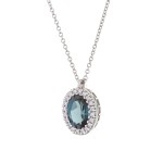 Ροζ χρυσό κολιέ 18K με διαμάντια και london blue topaz .
